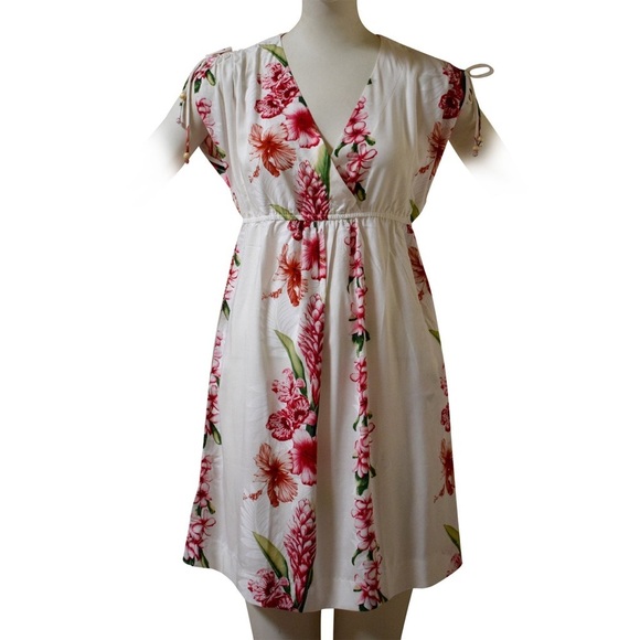 Favant Dresses & Skirts - NEW! Favant Women's Hawaiian Floral Plumeria Tie Shoulder Dress Large